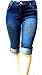 D&B PLUS SIZE WOMEN'S Stretch premium DARK BLUE denim jeans CAPRI HIGH WAIST