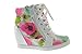 Peter 65K Little Girls Lace Up High Top Floral Wedge Sneakers Fushia