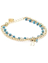Blee Inara 18K Gold Plated Bracelet with Turquoise Gold Beads and Wishbone Charm