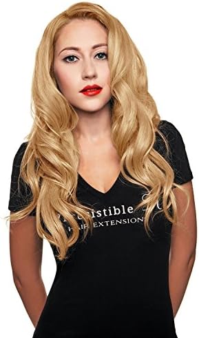 IRRESISTIBLE ME 1 piece Clip in Hair Extensions Honey Blonde (Color #28) - 100% Human Remy (Remi) Hair clip ins - Straight 1 Weft Set Clips - Signature Quad Weft - 24 Inches 80 grams (quad-28-24-80)