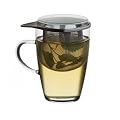 Feelino Tee-Set "Tea-for-Work" mit gro�er Glastasse 350ml, Edelstahl-Teefilter und Glasdeckel