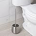 mDesign Bathroom Toilet Bowl Brush, Toilet Paper Roll Holder, and Wastebasket Trash Can - Pack of 3, Brushed Stainless Steel