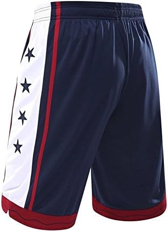 USA Stars Men's Basketball Shorts with Pockets (L, Blue)