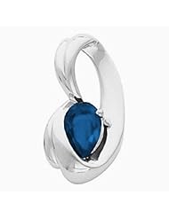 18K Yellow Gold Pear Cut Chatham Created Sapphire Pendant -- LIFETIME WARRANTY