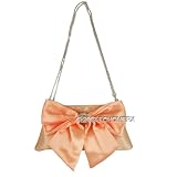 Bow Purse - Crystals - Evening Bag - Satin - Coral Orange - Bridesmaid Purse