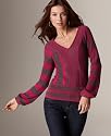 DKNY Jeans Sweater, V-neck with Weave Pattern Marl