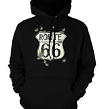 Route 66 Sign With Bullet Holes Mens Sweathirt, America's Road Rte 66 Highway Sign Mens Pullover Hoodie