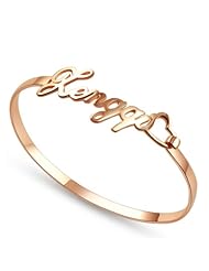 Honeystore Girls 925 Sterling Silver Rose Gold Plated Personalized Any Name Bangle Color Rose Gold