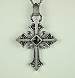 Silver Gothic Cross Necklace Black Plague Christian Death 1334