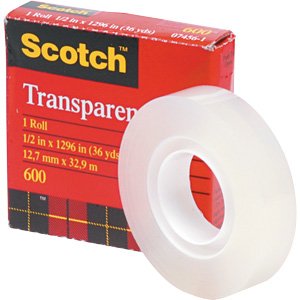 Scotch Premium Transparent Film Tape, Clear, 1/2 Inch x 36 Yards (600)