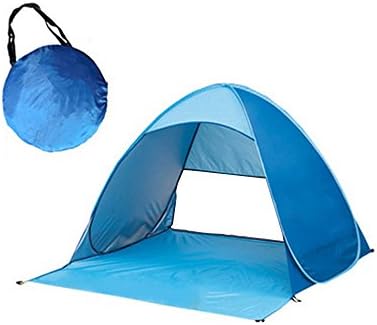 Beach Tent UV50+SPF Anti-UV Automatic EasyUp Pop Up Beach Tent Lightweight Portable Cabana Sun Shelter Sunshade for Camping Fishing Hiking Picnicing Outdoor Indoor 2 Adults/3 Kids Blue w/ Bag