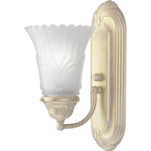 Progress Lighting P3071-18 Single-Light Bracket with Etched, Ribbed and Patterned Glass, Venetian Gold