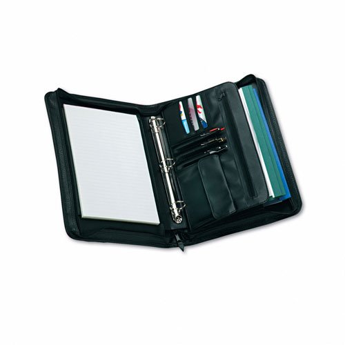 Universal - Zip-Around Padfolio, Vinyl, 14-1/2 x 2-3/4 x 11-1/2, Black