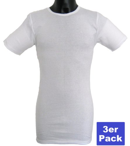 HERMKO 3847 3er Pack Herren extralanges kurzarm Shirt (+10cm) Unterhemd kochfest mit 1 4 Arm aus 100% Baumwolle (Feinripp)