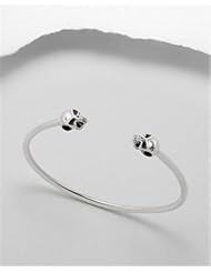 Skull Cuff Bracelet In 92.5 Sterling Silver
