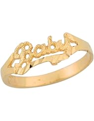 14k Yellow Gold Petite Baby Script Stylish Celebration Baby Ring
