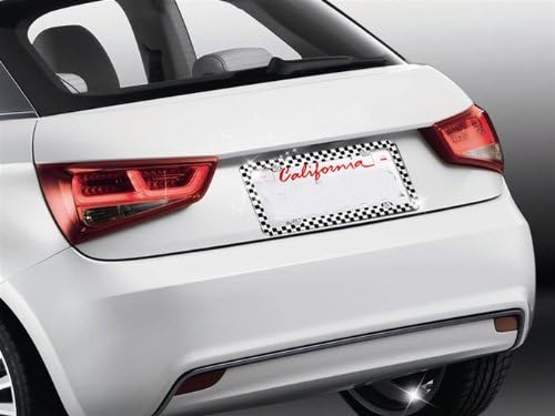 Car Plastic License Plate Frame Reflex Design - Racing Car Flag