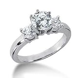 14K White Gold Round Cut Diamond Three Stone Ring (0.90ct.tw, HI Color, SI2-3 Clarity)