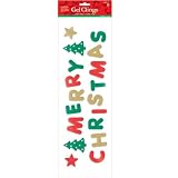 Merry Christmas Glitter Window Gel Clings 48.9cm X 16.2cm