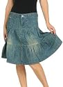 Classic Woman Three Tier Distressed Denim Skirt