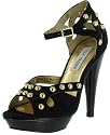 Steve Madden Women's Kerrin Two Piece Studded Hi Heel Platform,Black Suede,7.5 M US