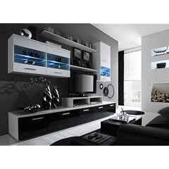 Wohnwand VITRINE WOHNZIMMER Schrankwand Anbauwand Logo TOP NEU