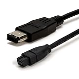 3ft 9 pin Male to 6 pin Male Black Firewire 800/400 Cable for IEEE 1394 devices