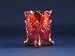 Ruby Red Carnival Glass Footed Fan & Feather Toothpick Holder