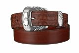 Lucchese Classics W01778 Ranch Leather & Caiman Crocodile Belt Mens - Tan