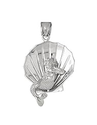 Clevereves 14K White Gold Pendant 3-D Shell with Mermaid 11.1 - Gram(s)