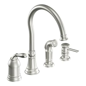 Moen Lindley ca87008csl Classic stainless one-handle high arc kitchen faucet by Moen