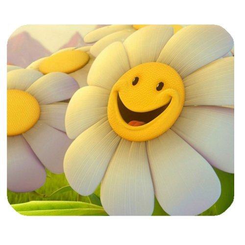 Flower Design Smiley Face Rectangle Mouse Pad Gaming Mousepad