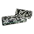 Damask Pattern Thick Fatty Flat Wallet w/ Checkbook Cover Choice of Trim Colors