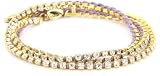 Ettika Gold Colored 3x Wrap Rhinestone Crystal Lavender Tennis Bracelet