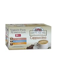 Grove Square Cappuccino Variety Pack, 72-Count Single Serve Cup for Keurig K-Cup Brewers