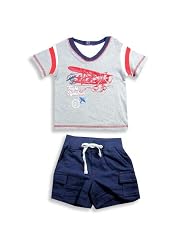 Nick   Eddie Infant Boys Short Sleeve Short Set Grey Red Navy