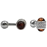 Sterling Silver Cherry Amber Celtic Designer Cuff Links