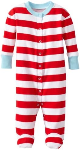 New Jammies Baby-Boys Newborn Organic Classic Stripes With Blue Trim Footie, Red/White, 6 Months