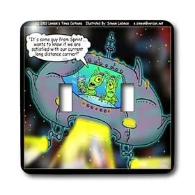 Londons Times Funny Aliens Cartoons - Telemarketing Aliens - Light Switch Covers - double toggle switch