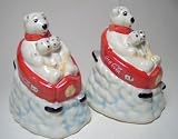 Coca-cola Sledding Bears Salt and Pepper Shakers Set