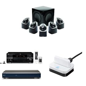Mirage MX 5.1 Home Theater System & Yamaha RX-V1900 7.1 Channel Home Theater Receiver & Yamaha YBA-10 Bluetooth Wireless Dock for Select Yamaha AV Products & LG BD 390 Network Blu-ray Disc Player Bundle