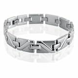 Mens Stainless Steel Solid Patterned Link Bracelet 8 1/2 inches