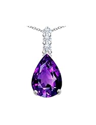 Original Star K (tm) Large 14x10mm Pear Shape Simulated Amethyst Pendant in 925 Sterling Silver