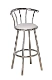 IMAGE OF Poundex Y1019W Swivel Bar Stools, White/Silver
