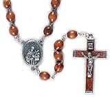 St. Francis Rosary - 6mm Wood Beads- 20'' Chain - IMPORTED FROM ITALY