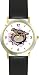 Bulldog with Spike Collar Cartoon Dog - WATCHBUDDY&reg; DELUXE TWO-TONE THEME WATCH - Arabic Numbers - Black Leather Strap-Women's Size-Small
