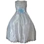 SIZE 2 - Flower Girl Dresses with blue Flower Accents and Pearl Beads (Size 2 to 10)