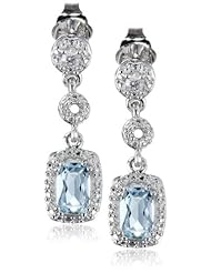 White-Gold Diamond and Aquamarine Drop Earrings (0.1 Cttw, G-H Color, I2-I3 Clarity)