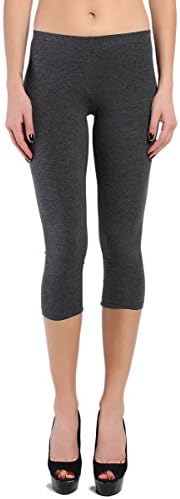 CSG Essential Basic Plain Cotton Spandex Capri Low Rise Leggings