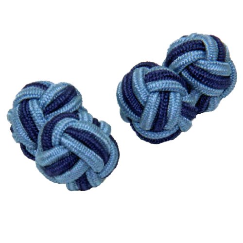 Light Blue & Mid Blue Silk Knot Cufflinks | Cuffs & Co